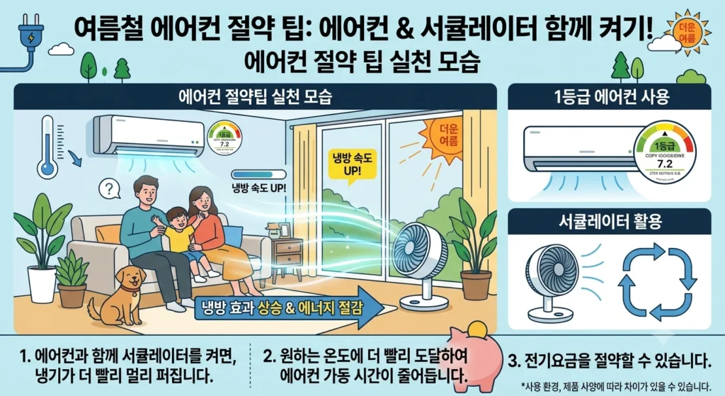 여름철 에어컨 절약 팁 실천 모습 - 에어컨 전기요금 절약 방법