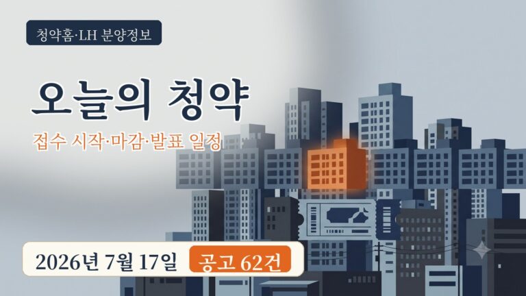 청약홈 분양정보 7월 17일 공고 62건 접수·발표 일정 정리