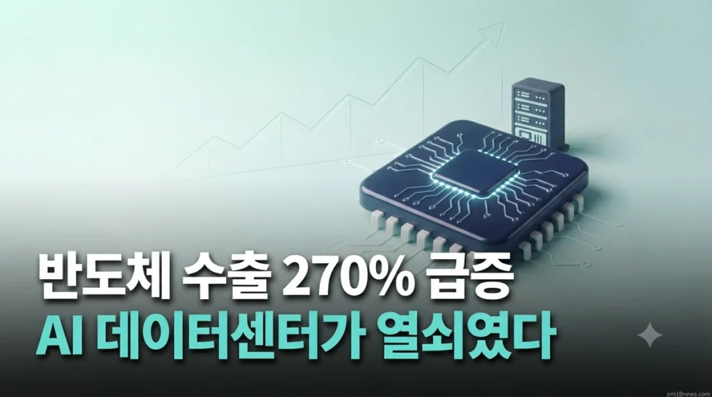 반도체 수출 그래프와 데이터센터 서버랙 - 2026년 9월 반도체 수출 270% 급증 AI 데이터센터 투자